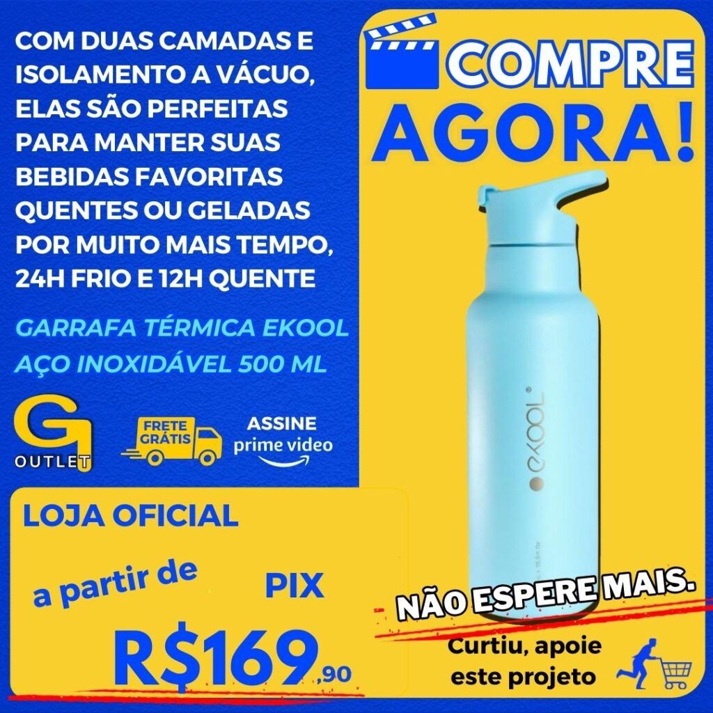 Garrafa térmica Ekool - 500 ml (azul), aço inoxidável isolado