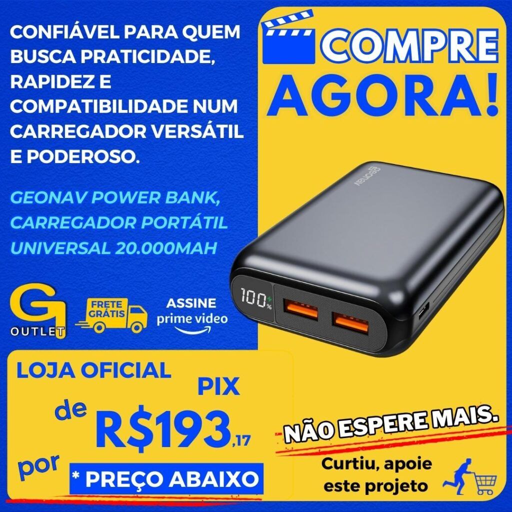 Geonav Power Bank, Carregador Portátil Universal 20.000mAh