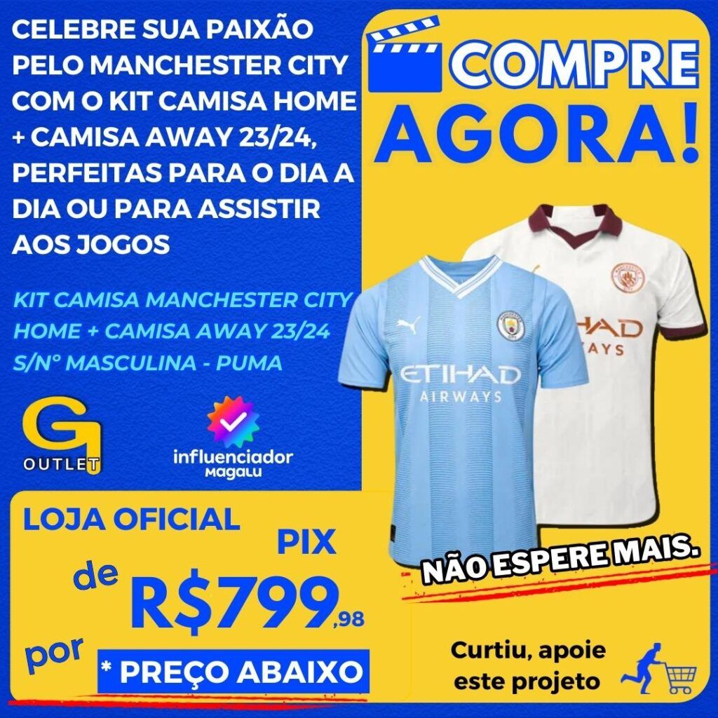 KIT CAMISA MANCHESTER CITY MASCULINA