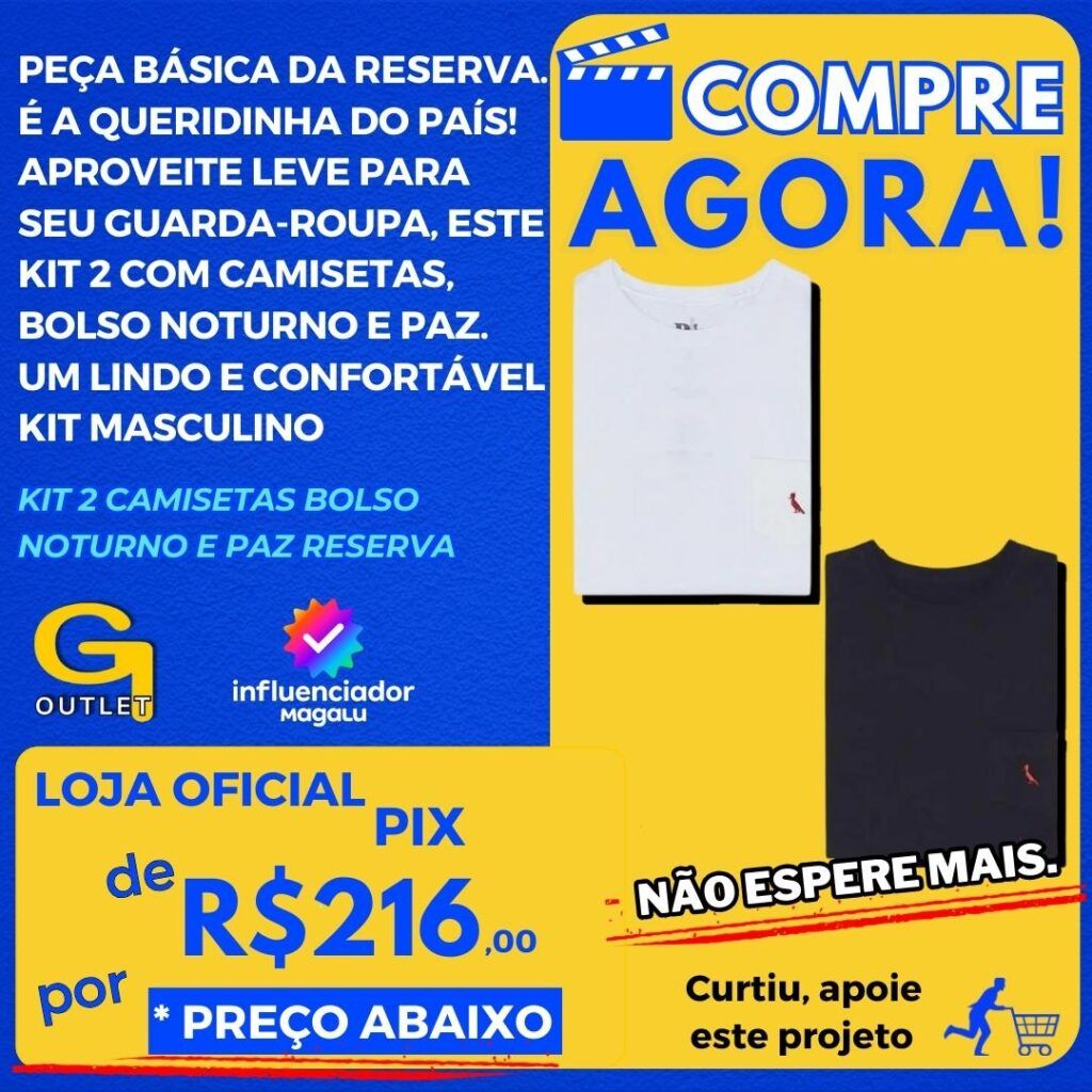 Kit 2 Camisetas Bolso Noturno E Paz Reserva