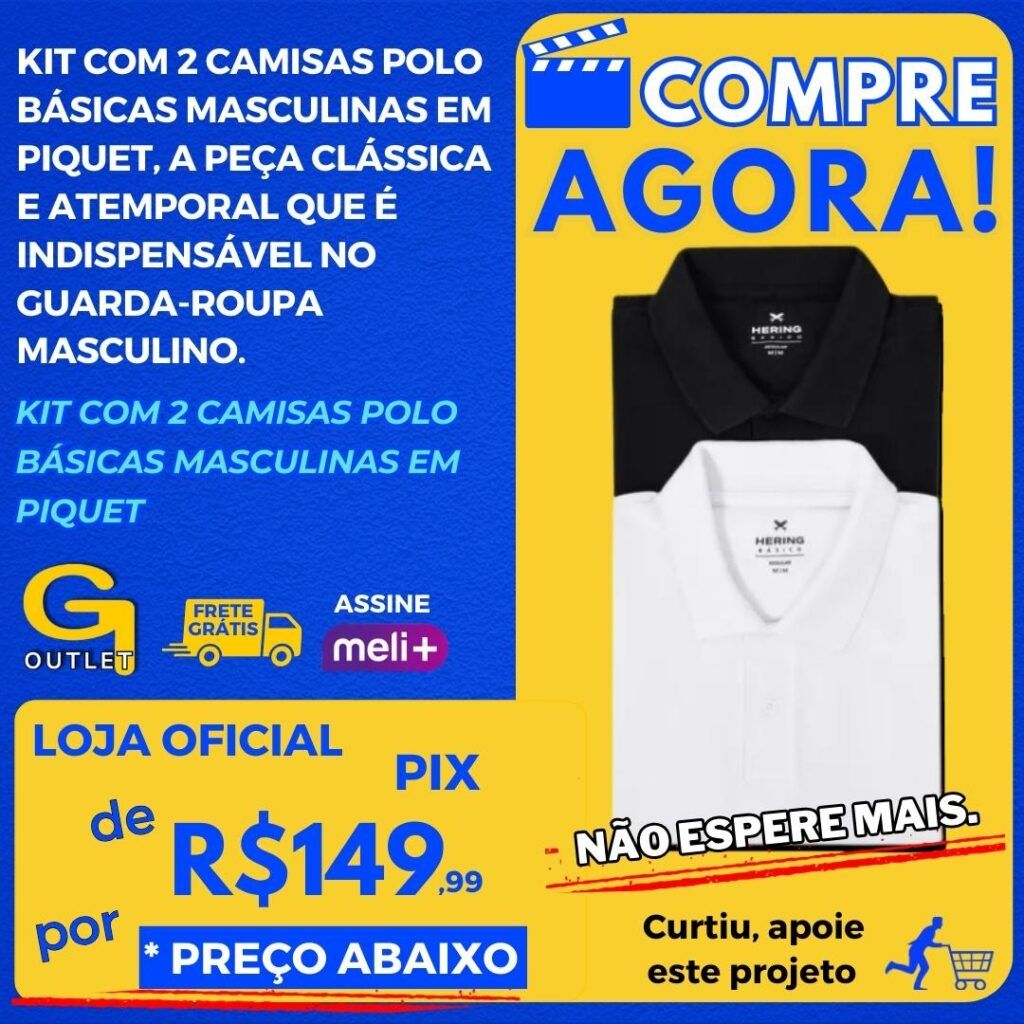 Kit Com 2 Camisas Polo Básicas Masculinas Em Piquet