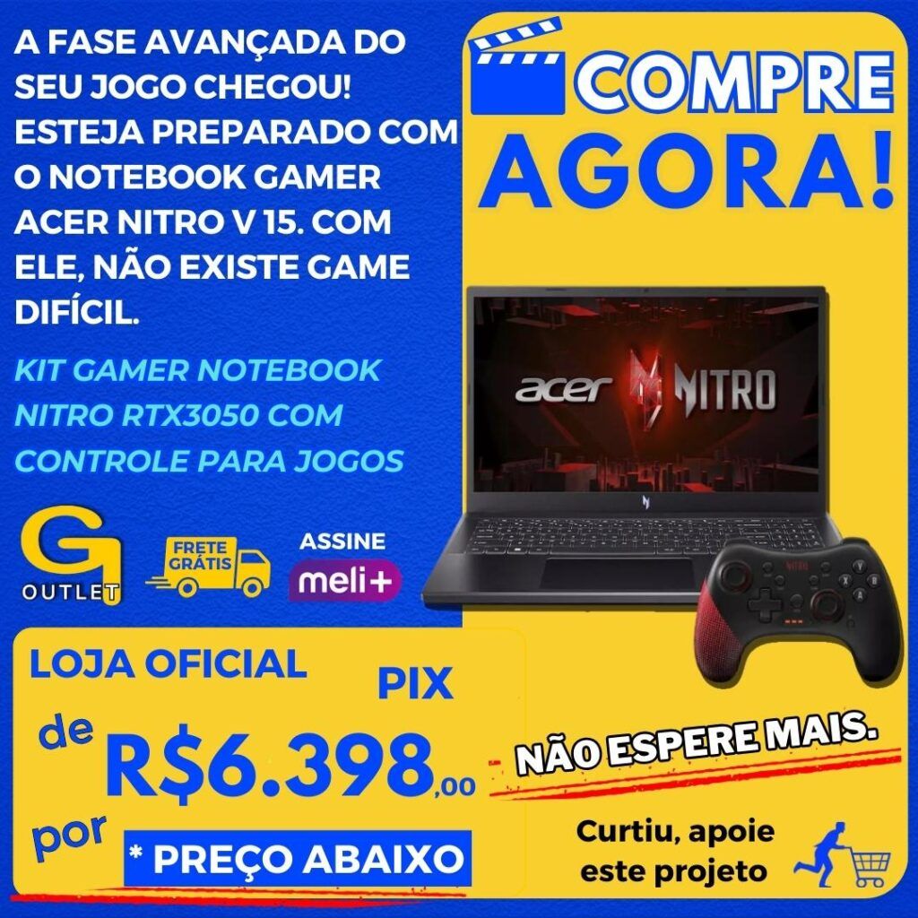 Kit Gamer Notebook Nitro 57ws Ci5 Rtx3050 com Controle