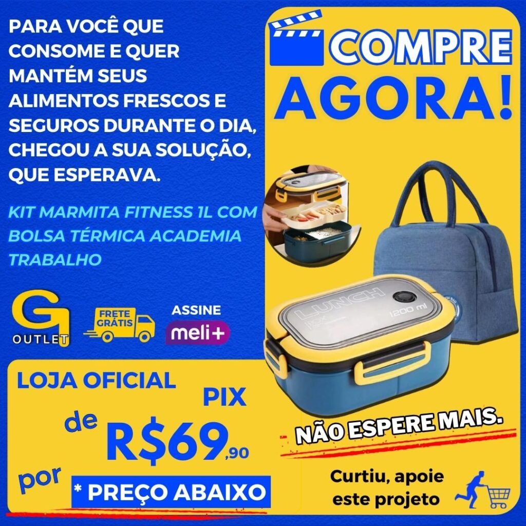 Kit Marmita Fitness 1l Com Bolsa Térmica Academia Trabalho