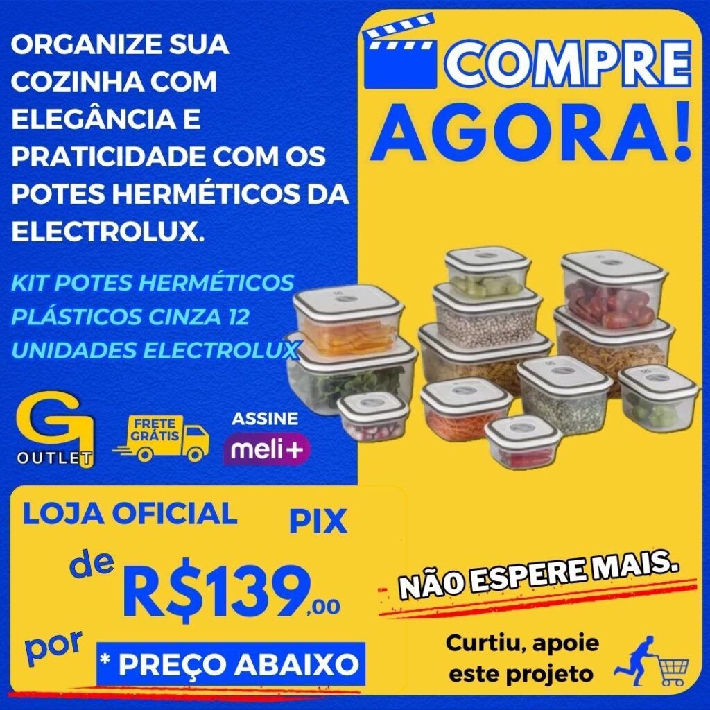 Kit Potes Herméticos Plásticos Cinza 12 Unidades Electrolux