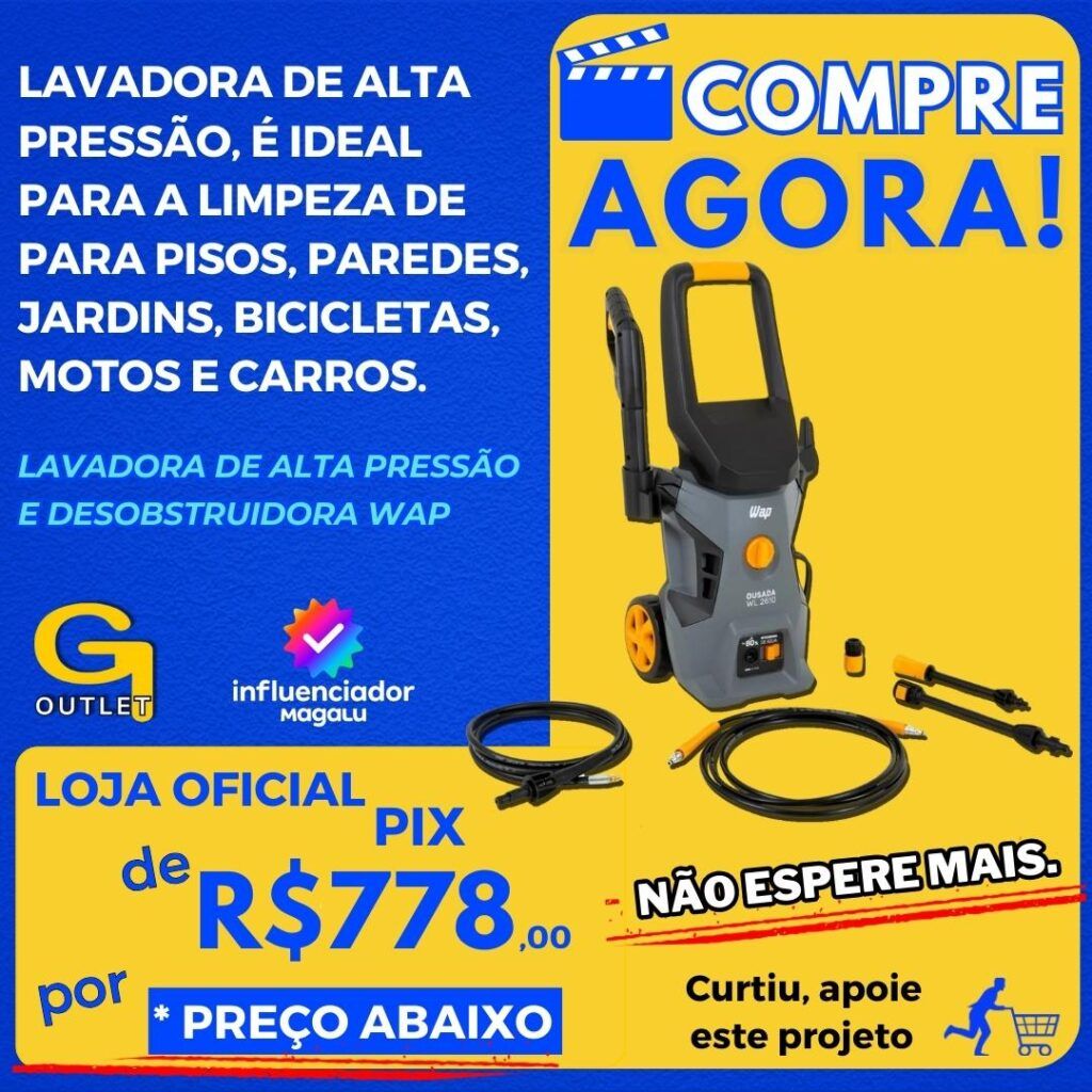 Lavadora de Alta pressão e Desobstruidora WAP - 1750 PSI 1500W Ousada WL 2610