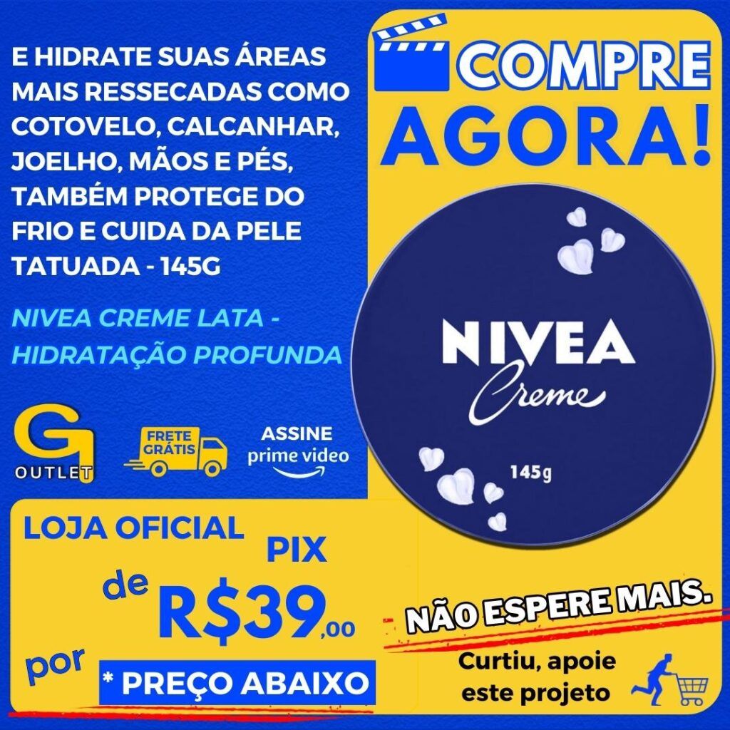 NIVEA Creme Lata - Hidratação profunda para as áreas mais ressecadas como cotovelo, calcanhar, joelho, mãos e pés, também protege do frio e cuida da pele tatuada - 145g