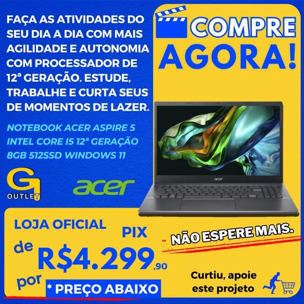 Notebook Acer Aspire 5 Intel Core i5 12ª Geração 8GB 512SSD Windows 11