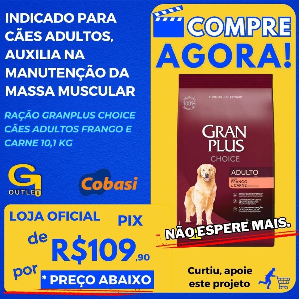 Ração GranPlus Choice Cães Adultos Frango e Carne 10,1 kg