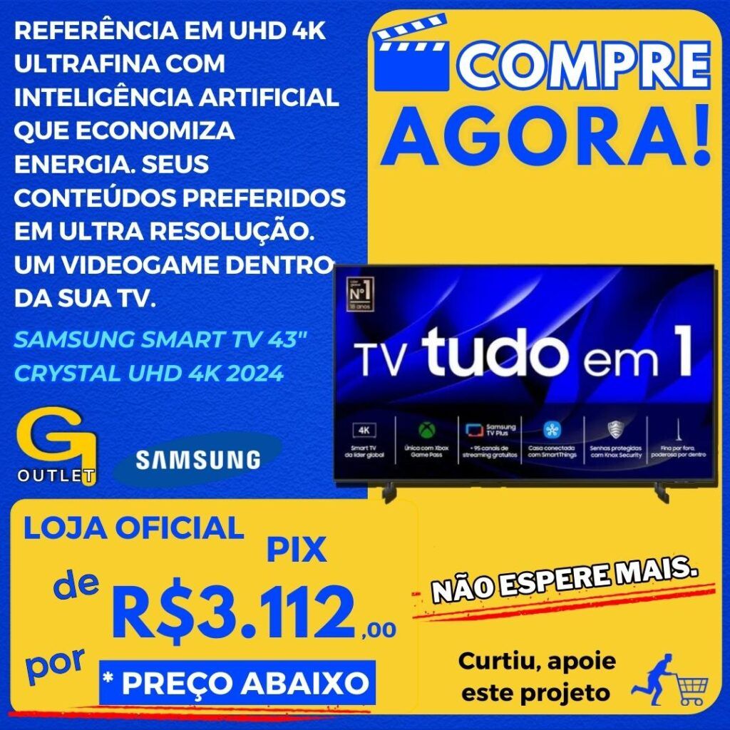 Samsung Smart TV 43 Crystal UHD 4K 2024