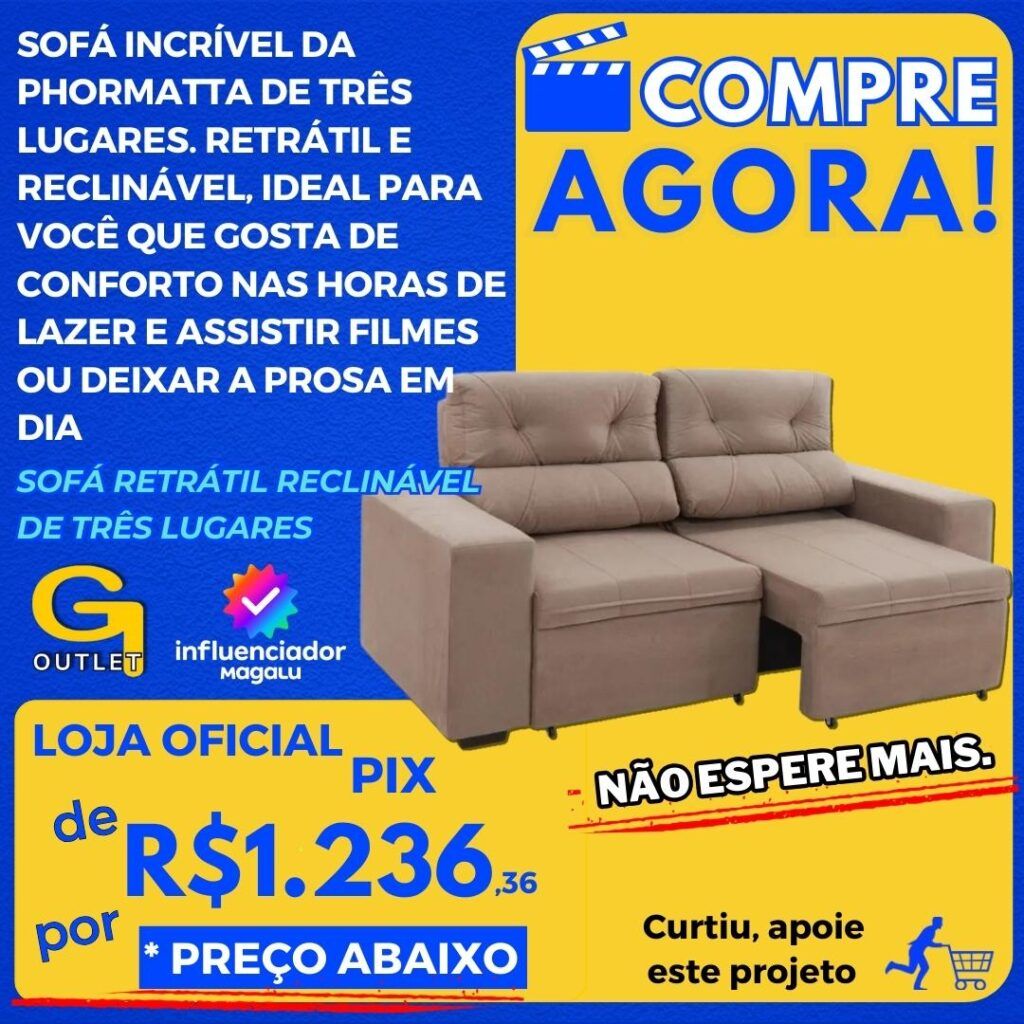 Sofá Retrátil Reclinável 3 Lugares Suede - Phormatta Evolution SMP