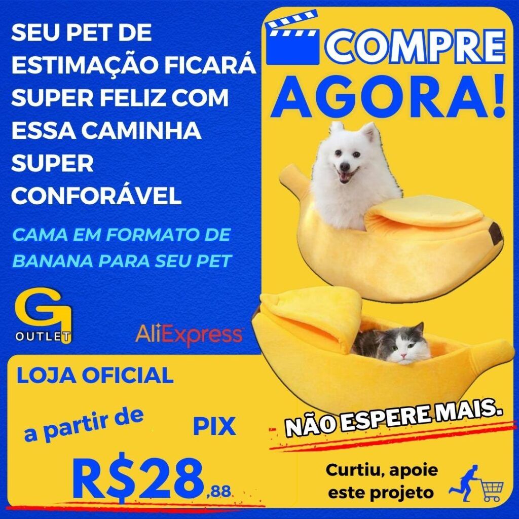 cama em formato de banana para seu pet para seu cão e gato