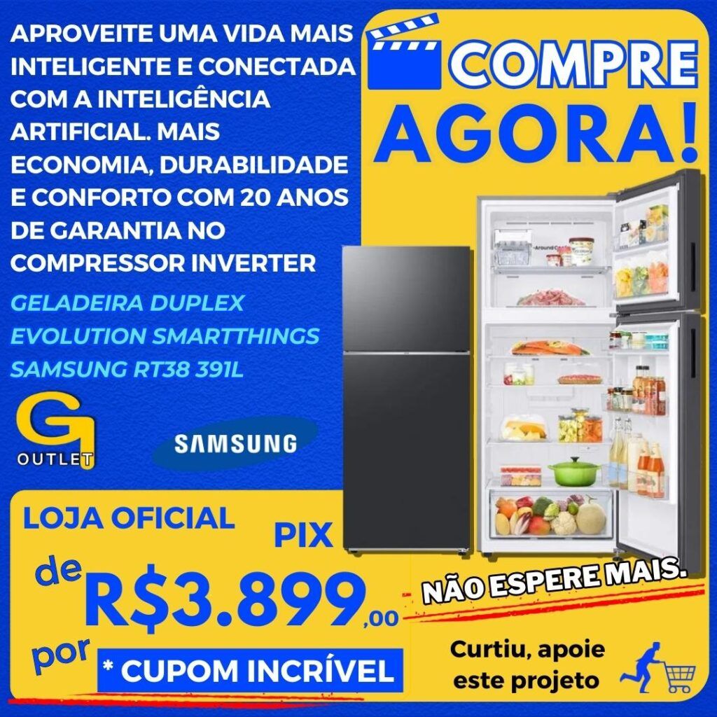 Geladeira Duplex Evolution SmartThings Samsung RT38 391L Bivolt Black Inox,