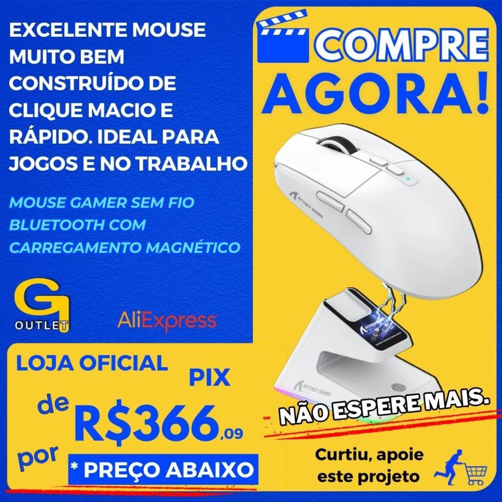 mouse gamer sem fio bluetooth com carregamento magnético