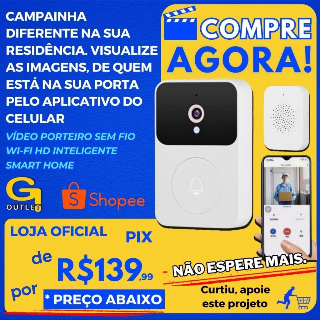 video porteiro sem fio wifi hd inteligente smart home