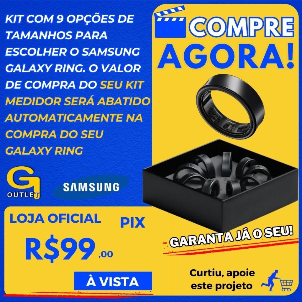 Kit com 9 opções de tamanhos para escolher o novo Samsung Galaxy Ring