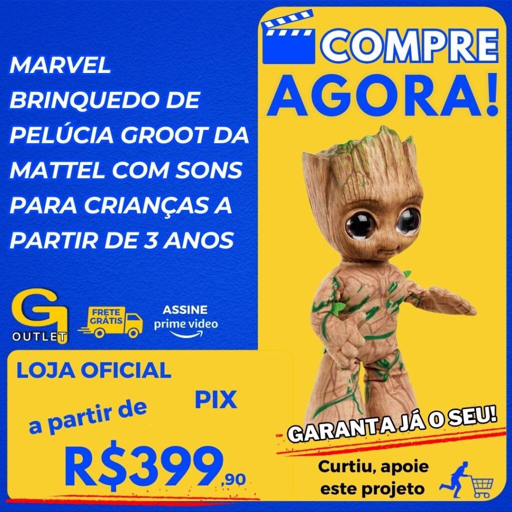 Marvel Brinquedo de pelúcia Groot com Sons