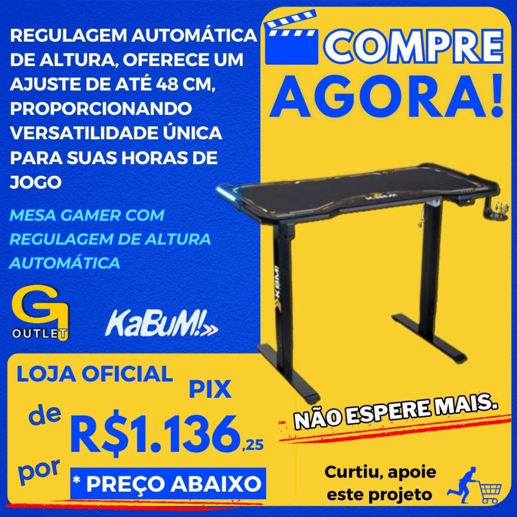 Mesa Gamer com Regulagem de Altura Automática