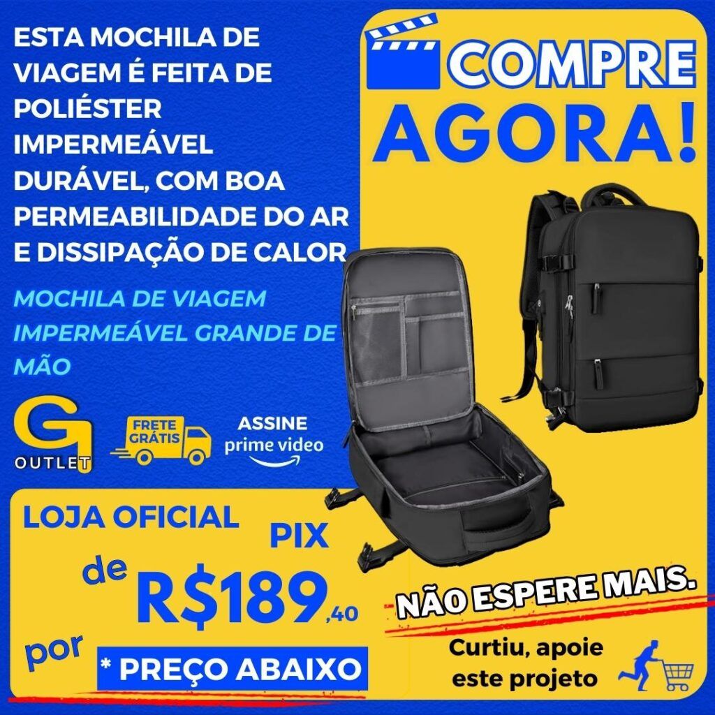 Mochila de viagem impermeável grande de mão