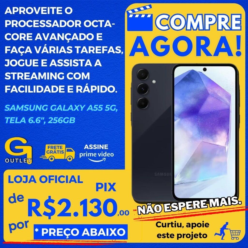 Samsung Galaxy A55 5G, Tela 6.6, 256GB