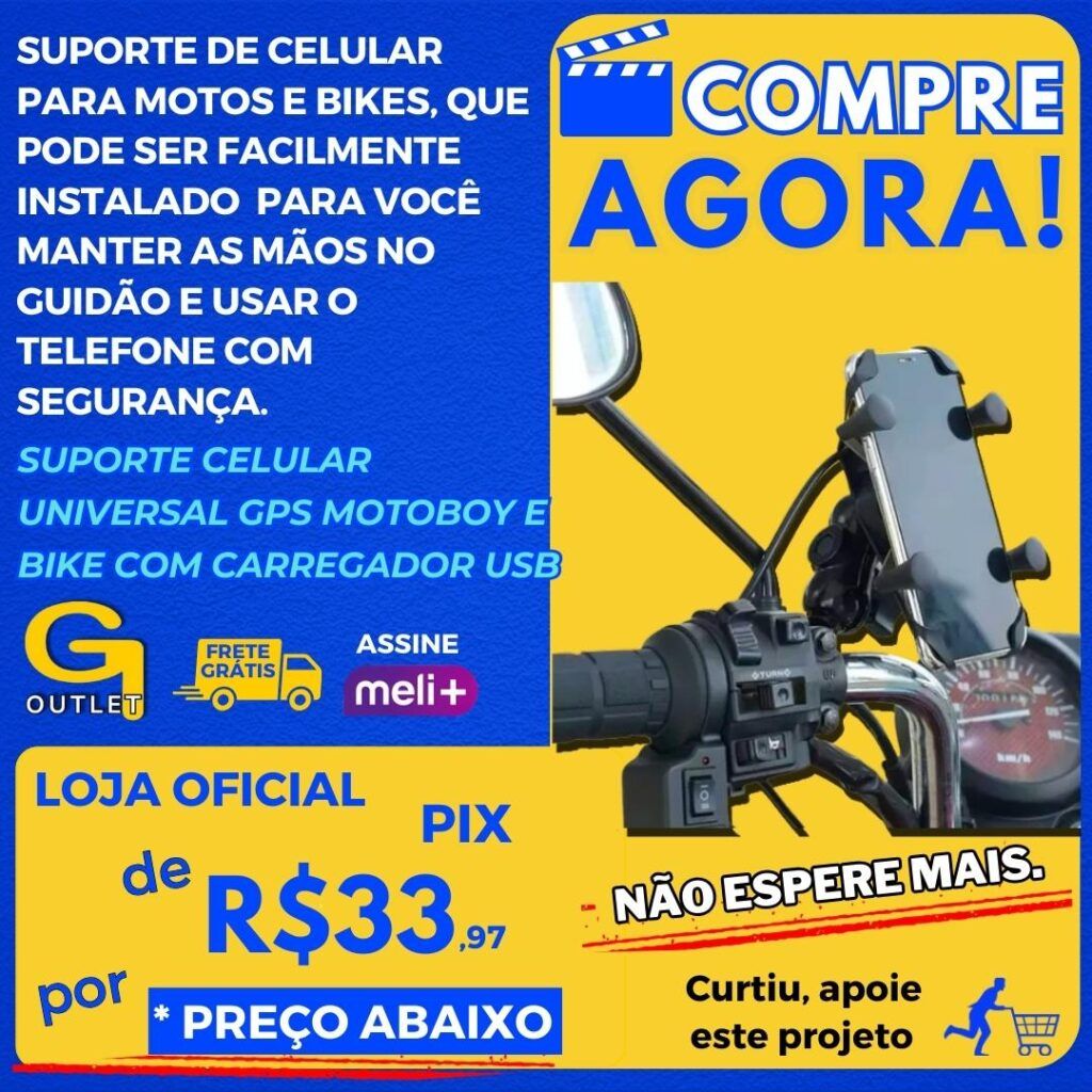 Suporte Celular Universal Gps Motoboy e bike com Carregador Usb