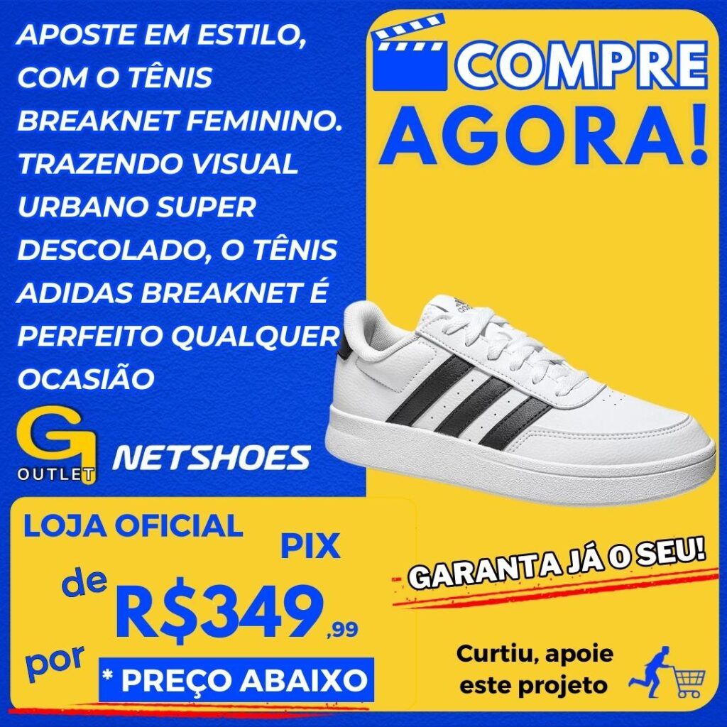 Tênis Adidas Breaknet Feminino - Branco+Preto