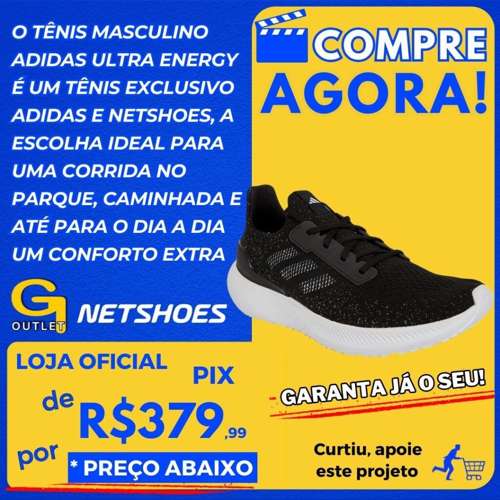 Tênis Masculino Adidas Ultra Energy - Preto+Branco