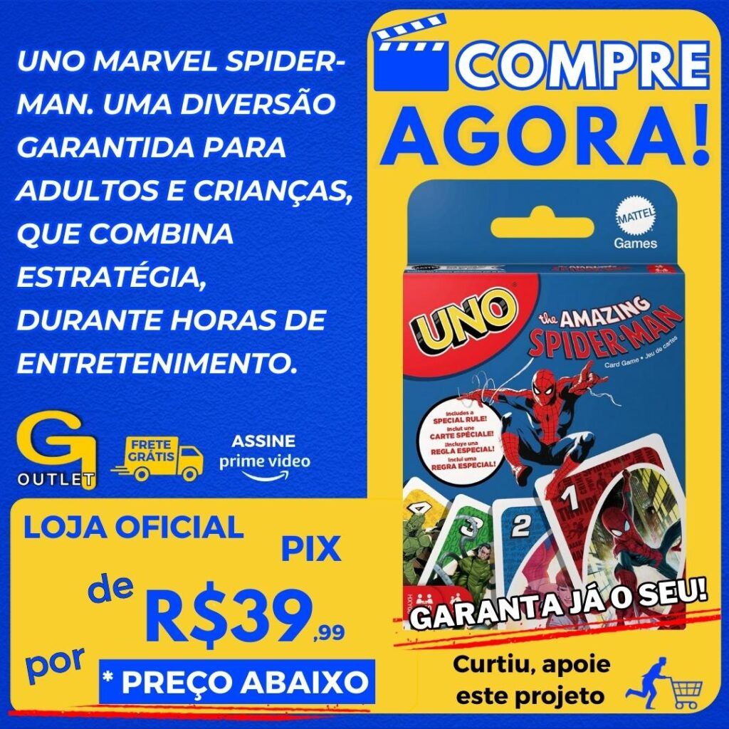 UNO Jogo de Cartas Marvel Spider-Man para Crianças, Adultos & Família com Baralho