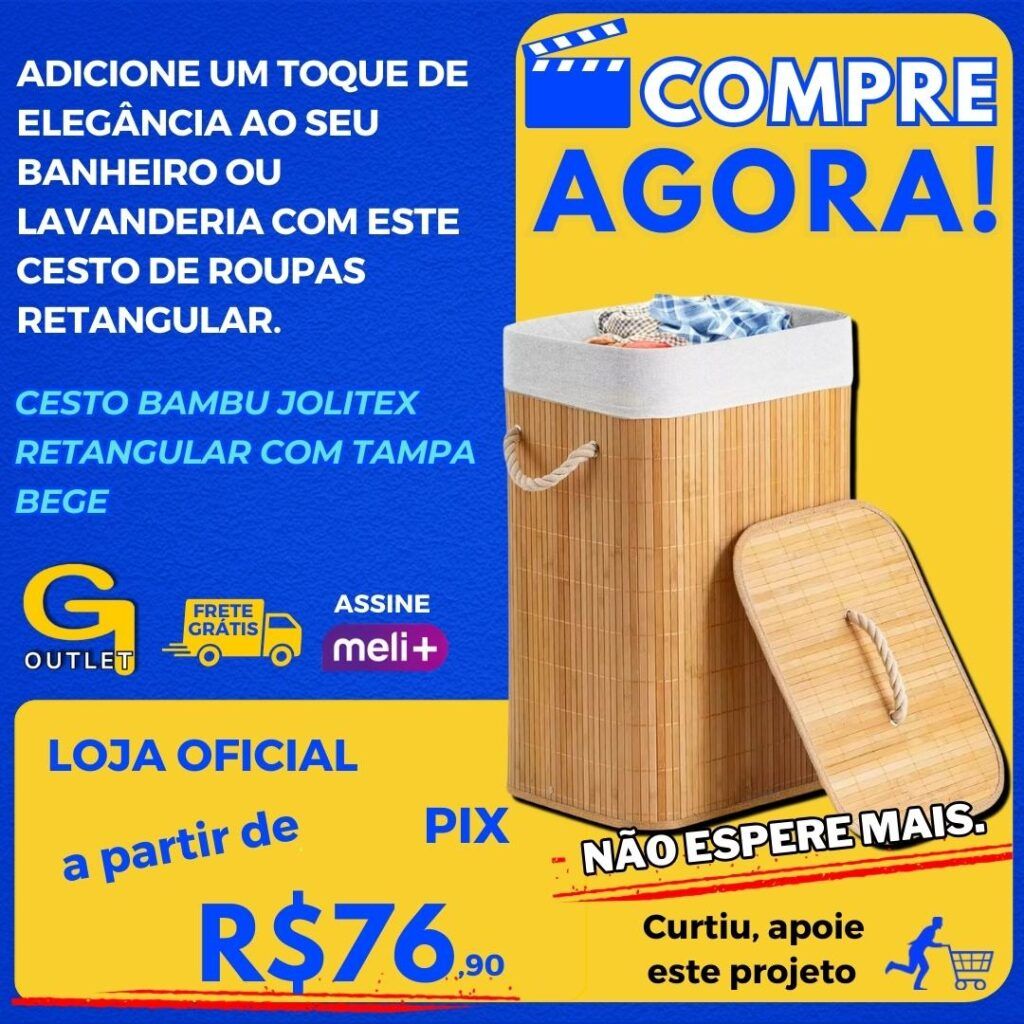 cesto de bambu jolitex com tampa