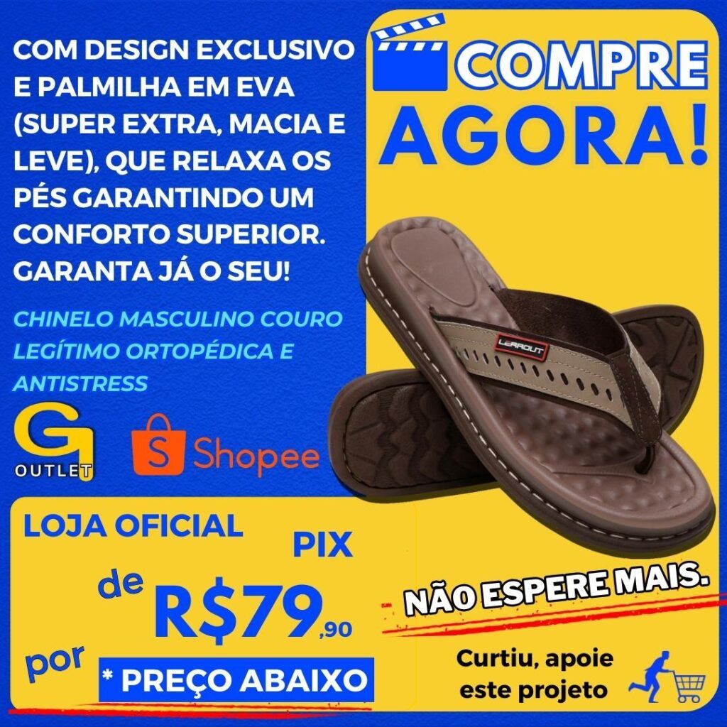 chinelo masculino couro legitimo ortopédico e antistress