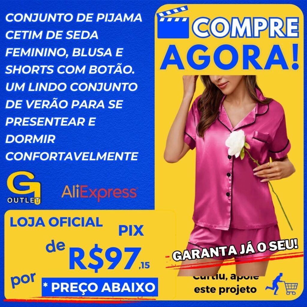 conjunto de pijamas cetin de seda