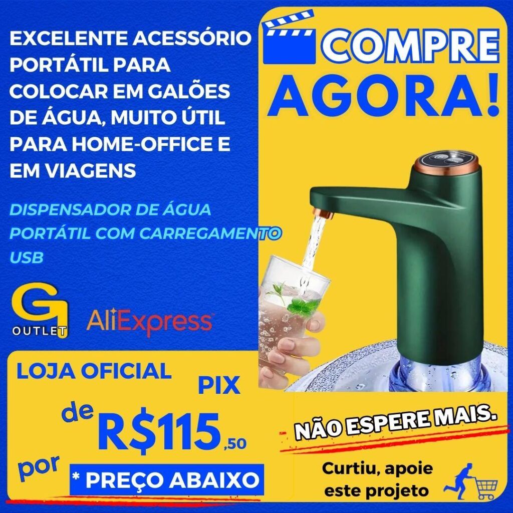 dispensador de agua portatil com carregamento usb