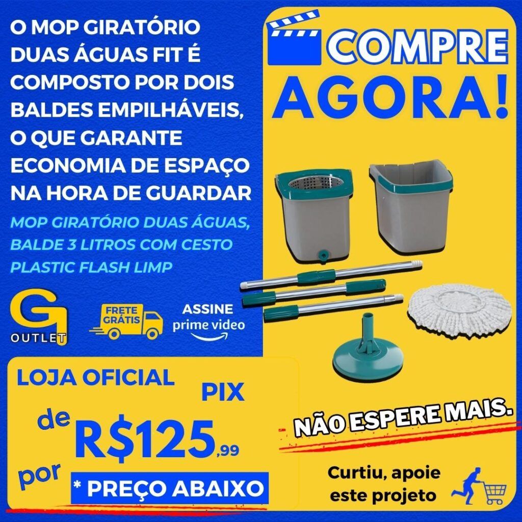 mop giratorio duas aguas balde 3 litros com cesto