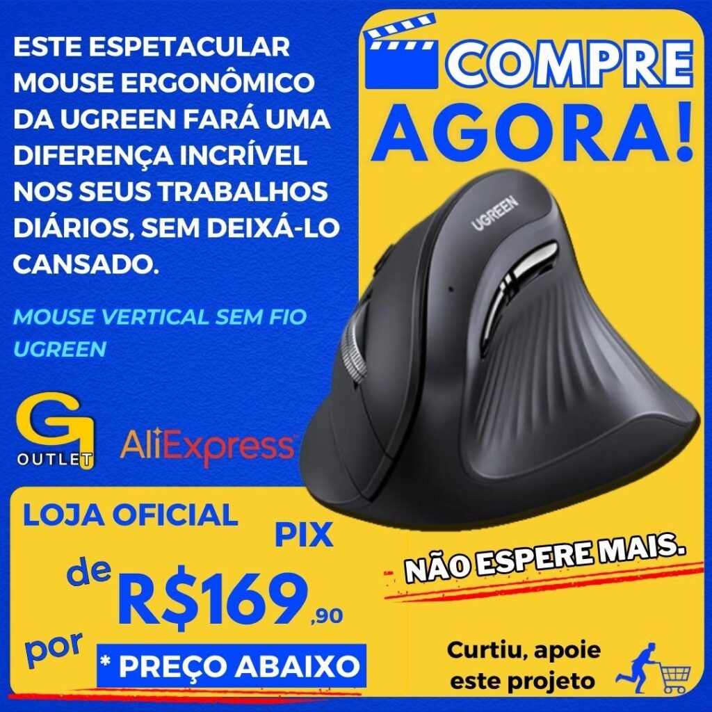 mouse vertica sem fio ugreen