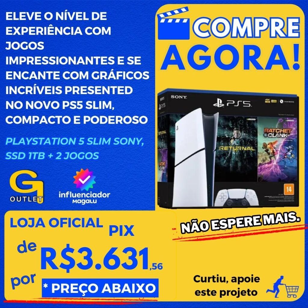 playstation 5 slim sony com dois jogos 1tb ssd