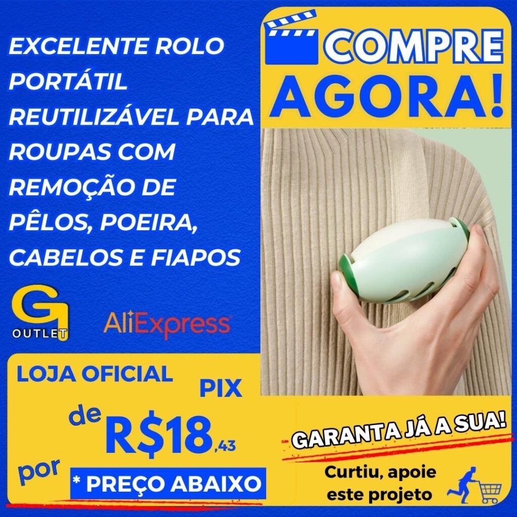 rolo portátil reutilizável para remoção de poeiras, pelos etc