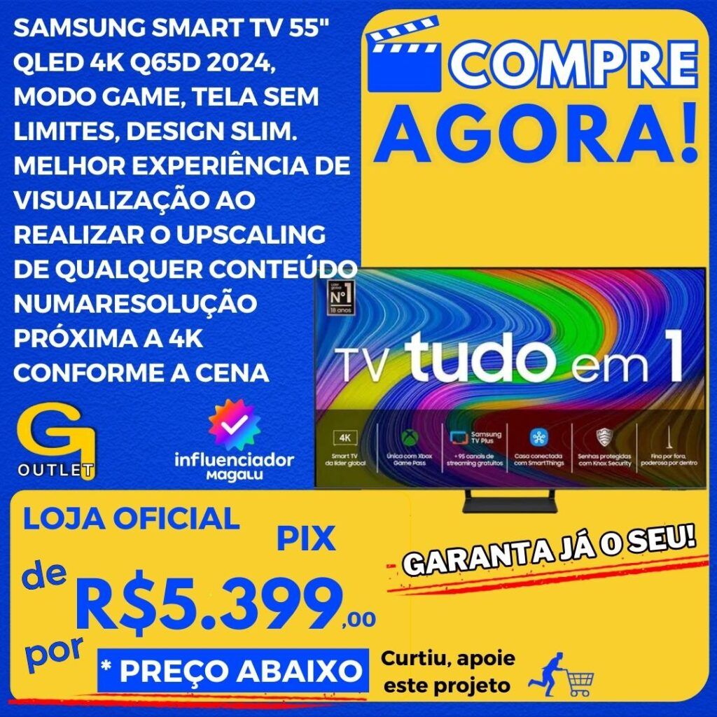 samsung smart tv qled 4k 65 polegadas tela sem limites e fina