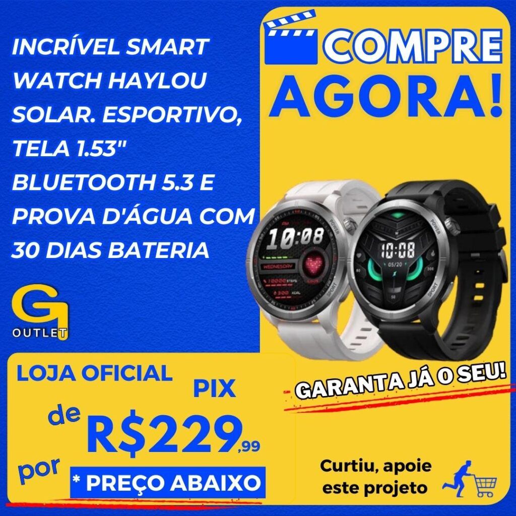 smart watch solar haylou com trinta dias de bateria