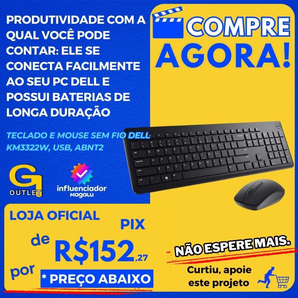 teclado e mouse sem fio dell usb abnt2