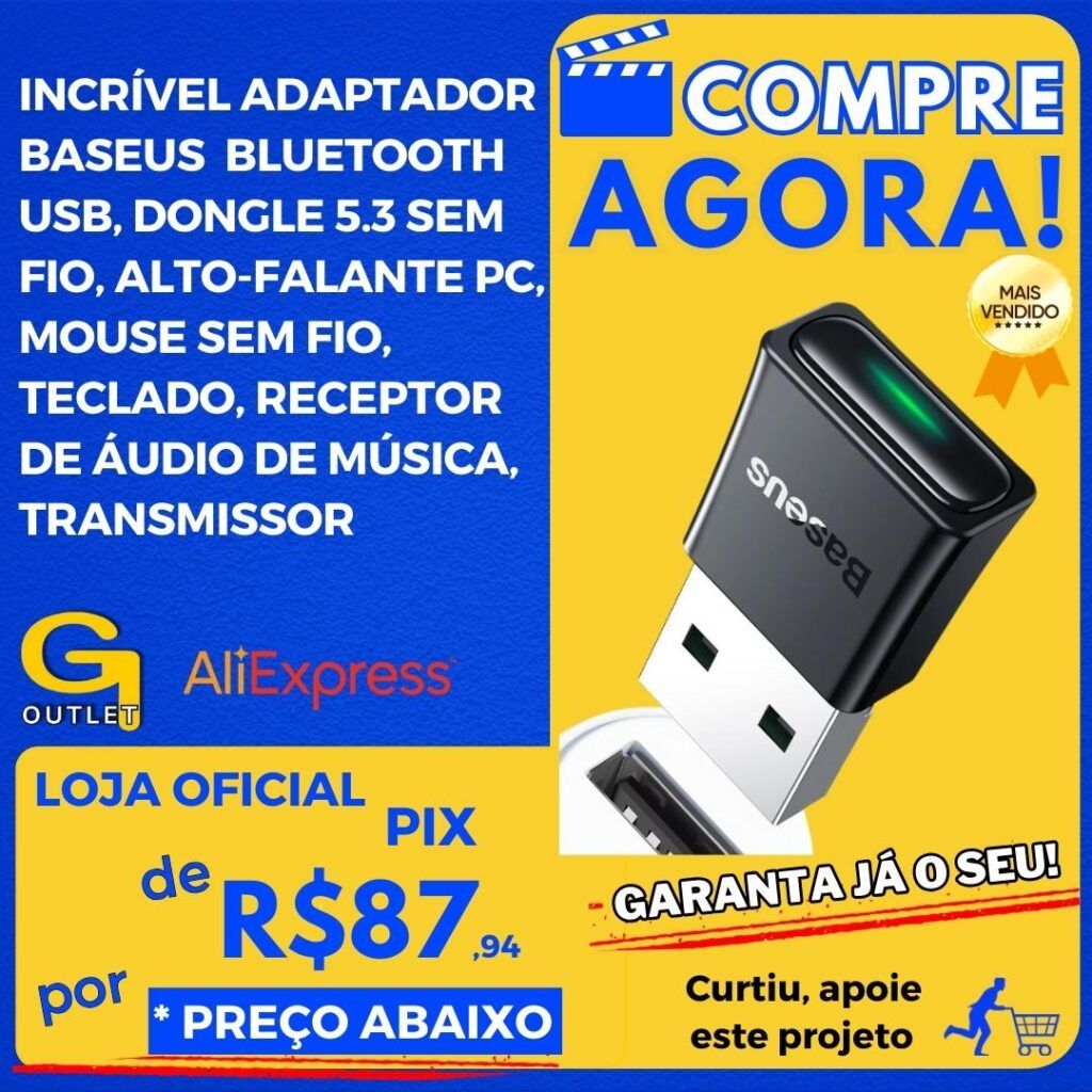 Baseus-Adaptador Bluetooth USB, Dongle 5.3 Sem Fio, Alto-falante PC, Mouse Sem Fio, Teclado, Receptor De Áudio De Música, Transmissor