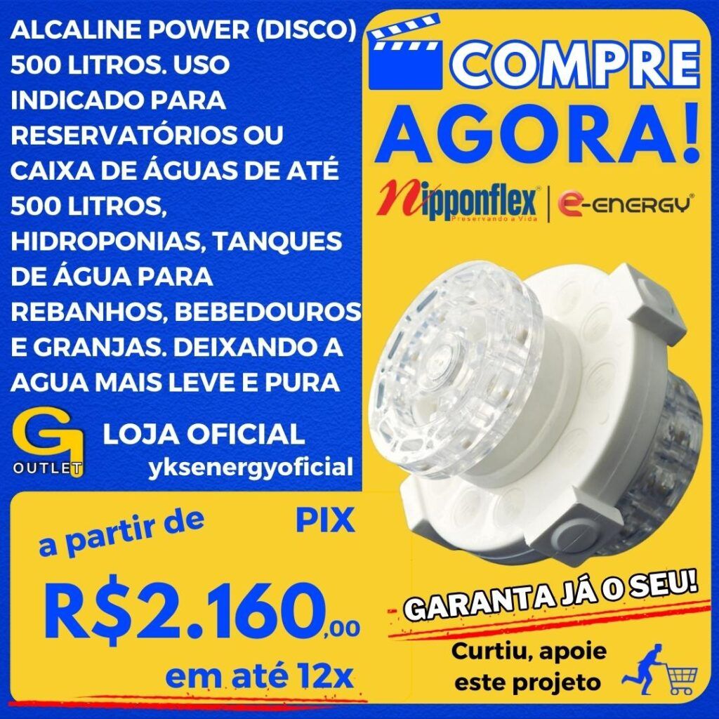 alcaline power disco 500 litos de água para caixa de água, rebanhos e bebedouros