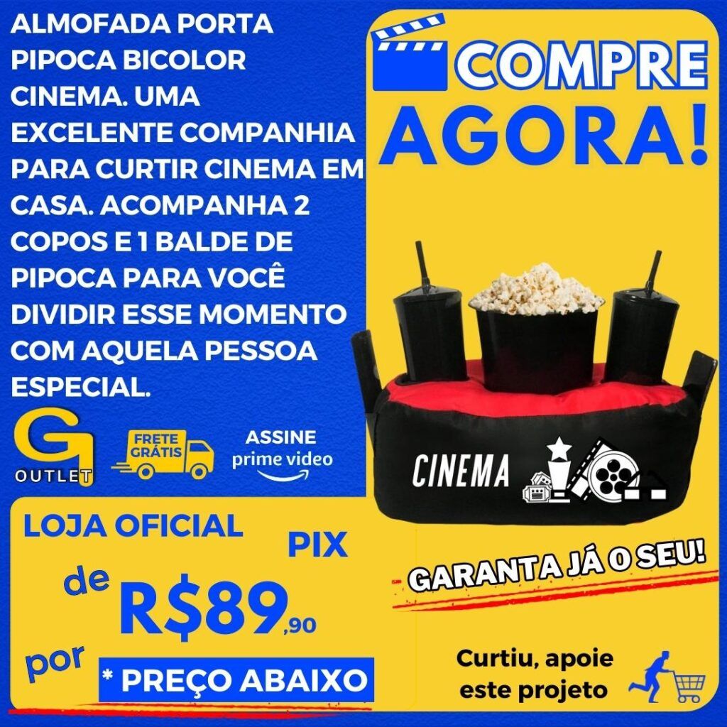 almofada porta pipoca bicolor cinema companhia perfeita para seu cinema em casa