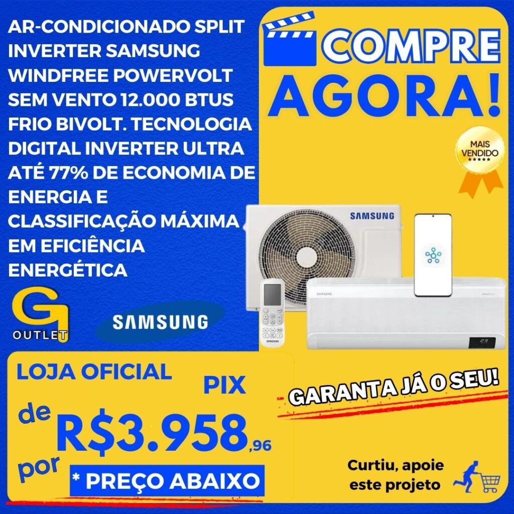 ar-condicionado samsung inverter split windfree sem vento 12.000 btus