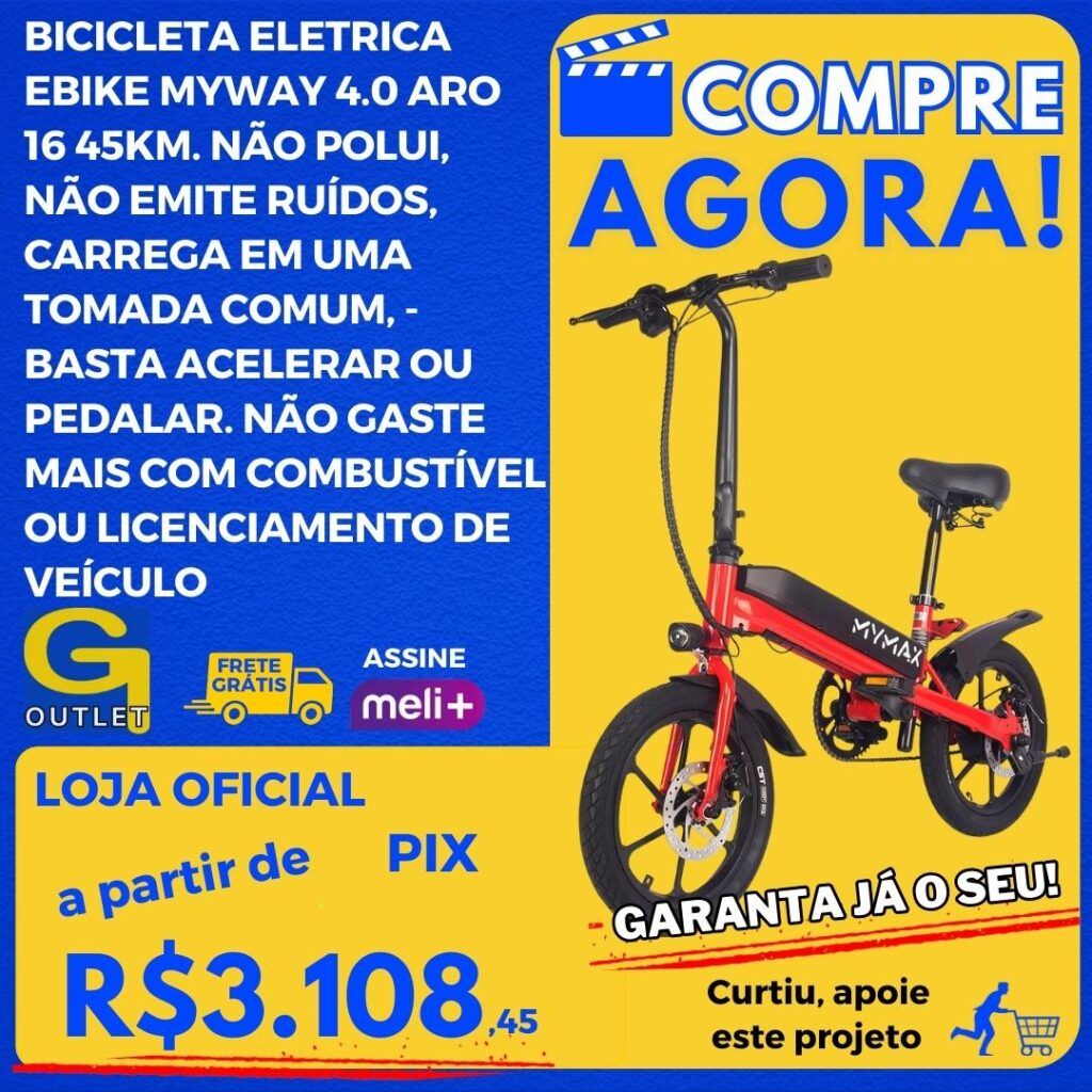 bicicleta eletrica ebike myway 4.0 aro 16 45km