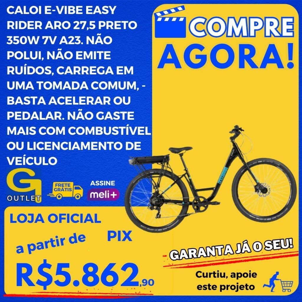 caloi bicicleta eletrica e-vibe easy ride aro 27,5 350w 7v a23