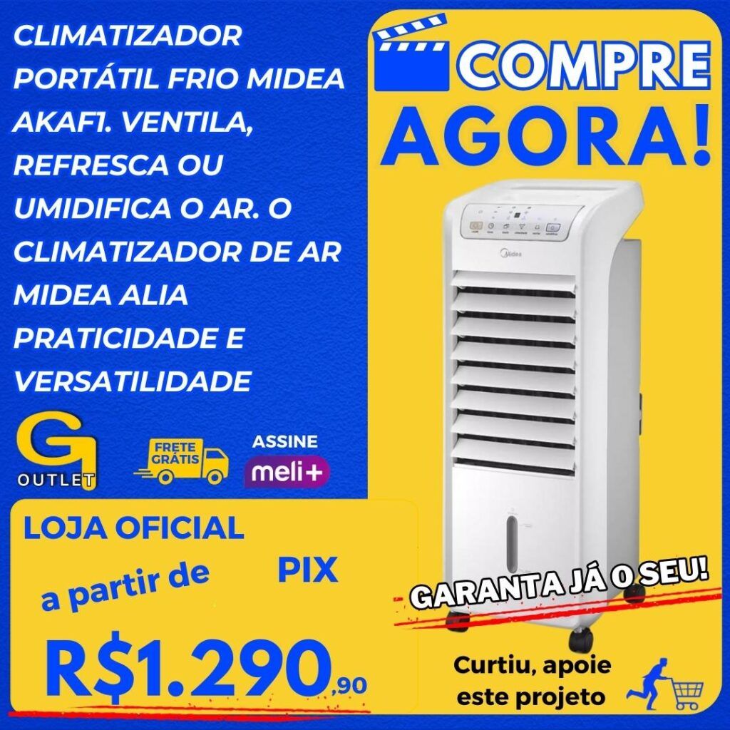 climatizador portátil frio midea, ventila, refresca ou umidifica o ar