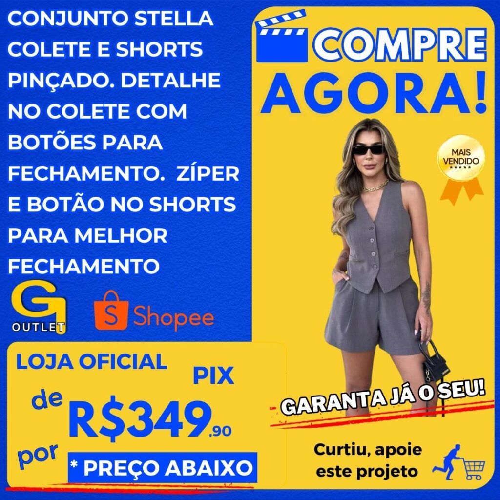 conjunto stella colete e shorts pinçado