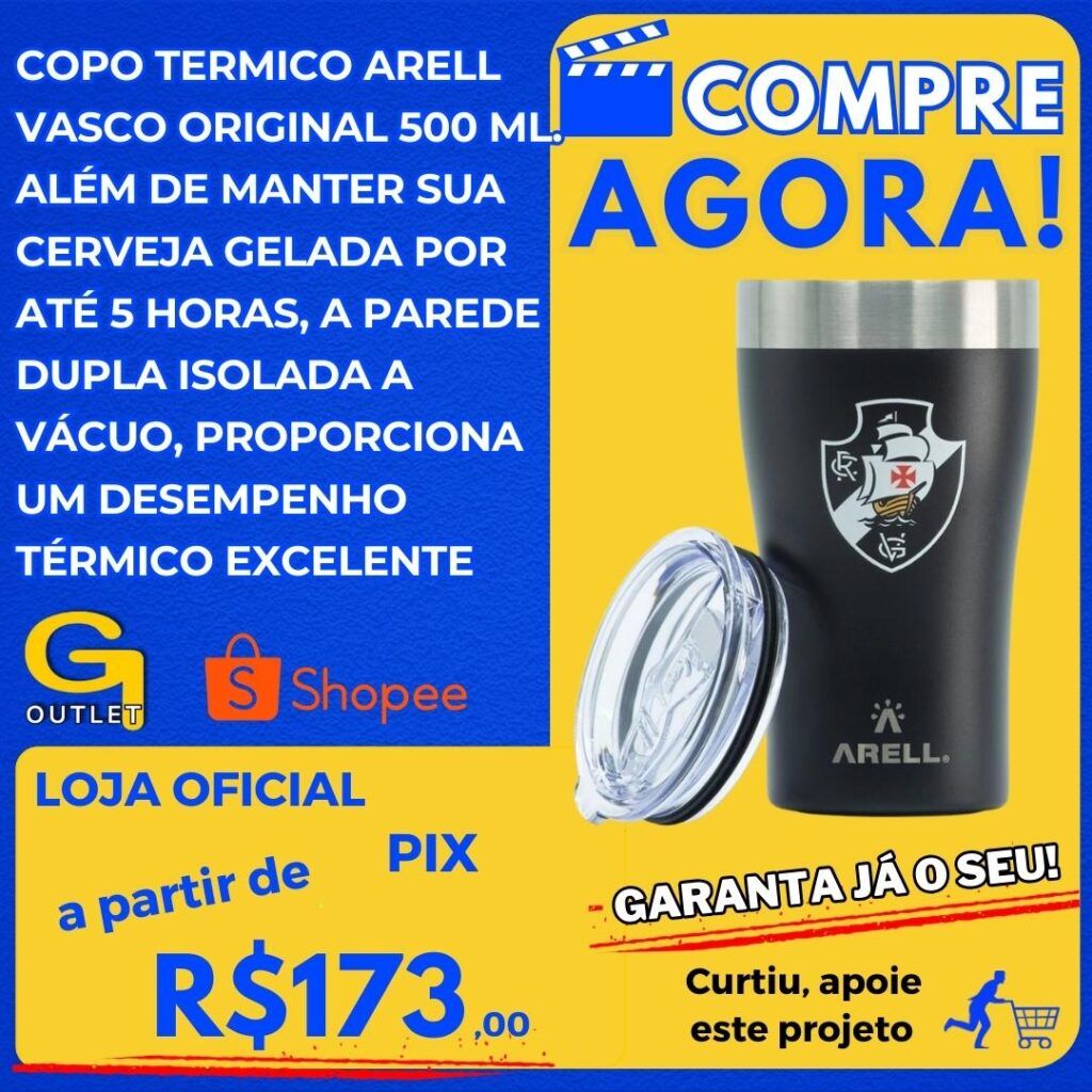 copo térmico arell vasco original 500ml