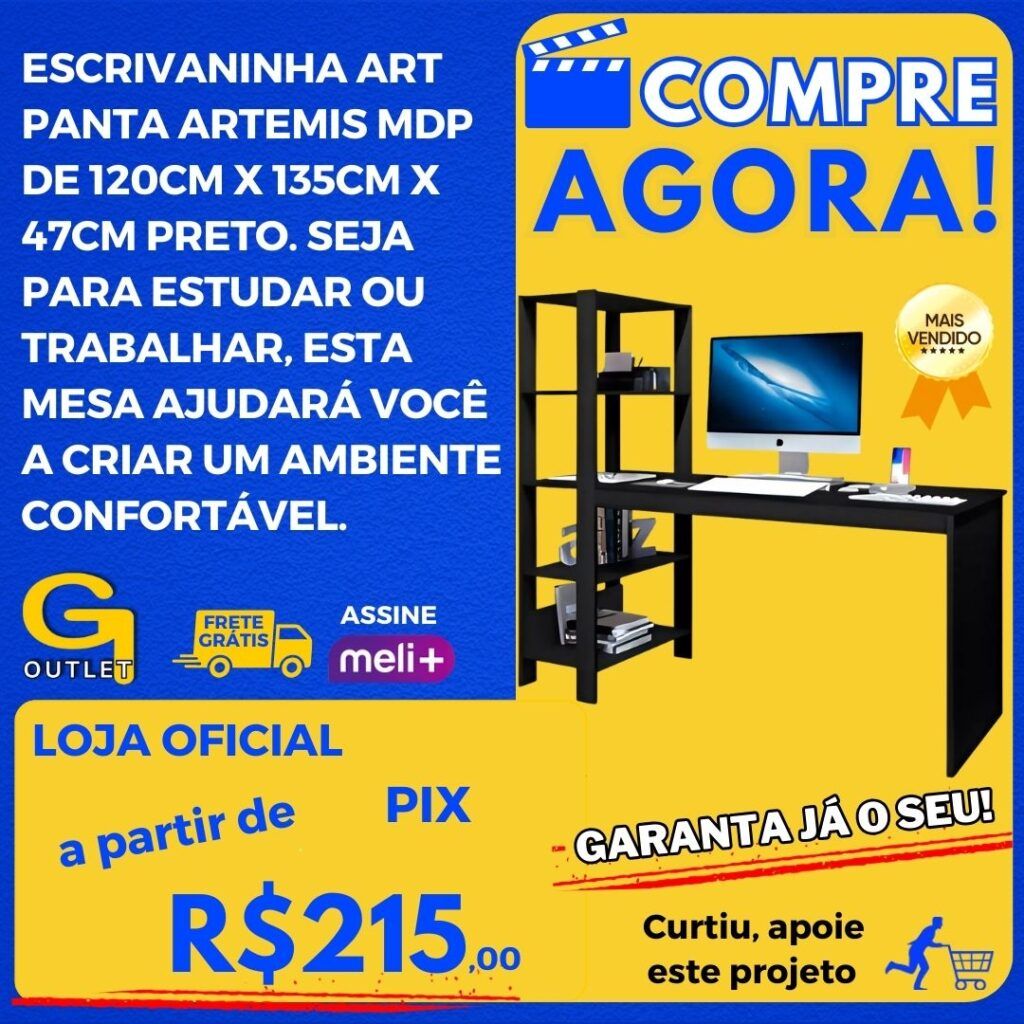 escrivaninha art panta artemis mdp preto