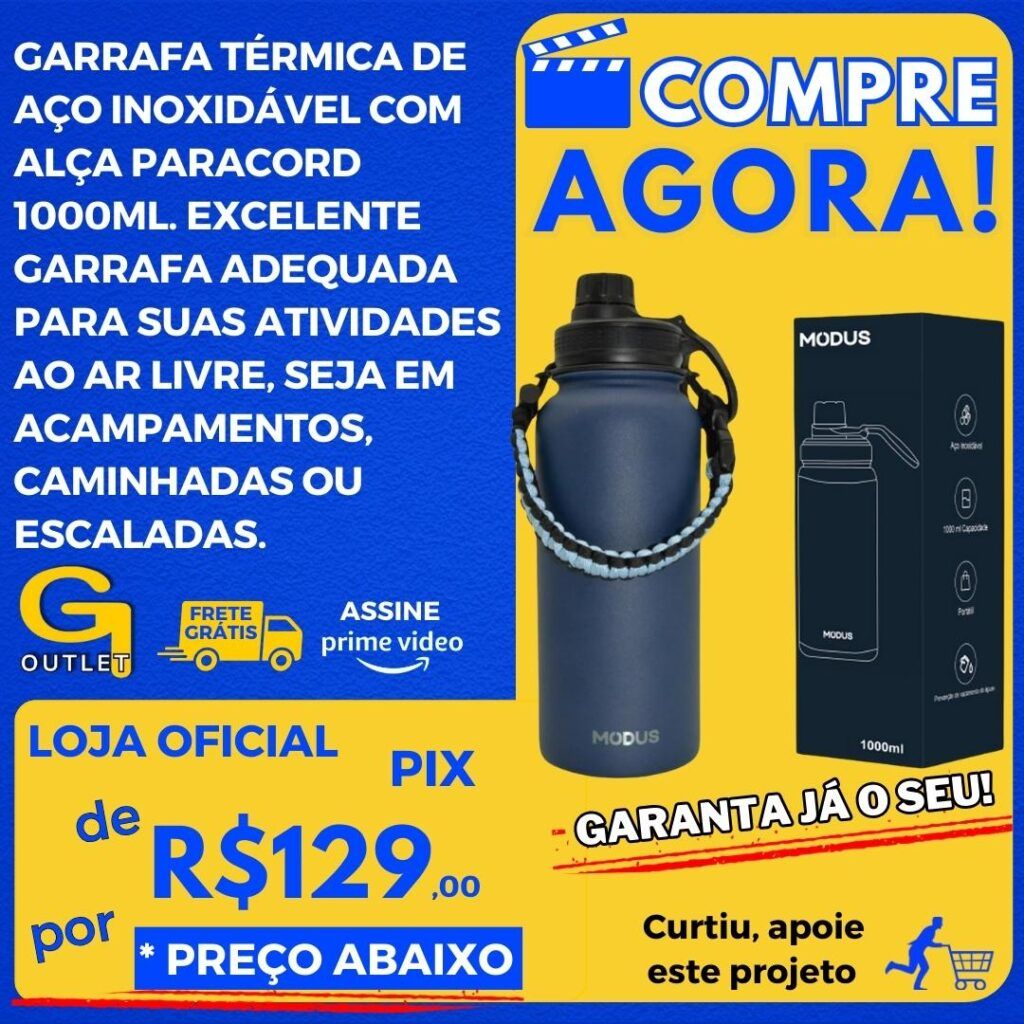 garrafa térmica de aço inoxidável com alça 1000ml