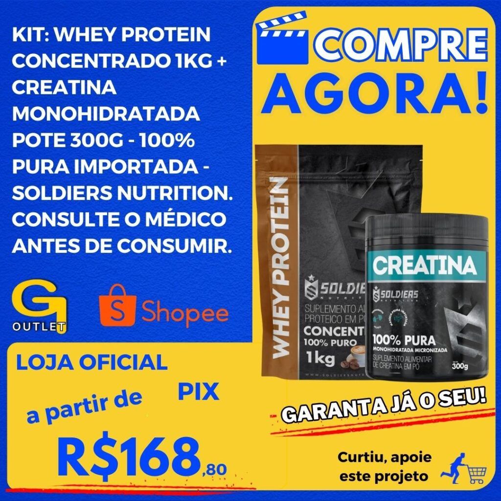 kit whey protein concentrado 1kg + creatina soldiers nutrition